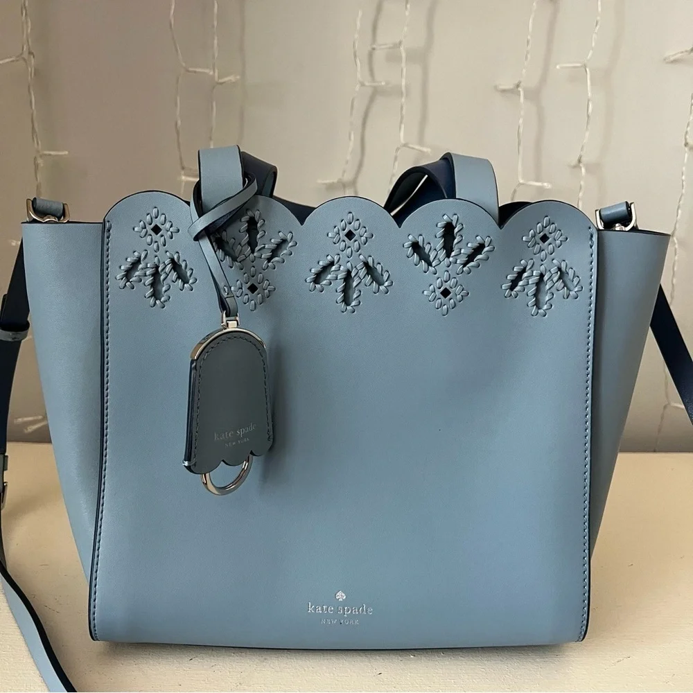 Kate Spade Blue Dawn Scalloped Magnolia Street Eyelet Mini Mina Satchel